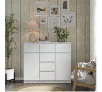 Commode MAJA 2D6S 120 cm blanc mat - 6 tiroirs, 2 compartiments