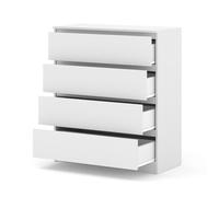 Commode MAJA 90 cm Blanc mat - meuble à 4 tiroirs, style moderne, idéal pour chambre, salon ou bureau