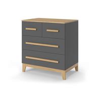 VitaliSpa Commode Malia, Gris, 80x88cm | avec 4 tiroirs, convient pour le rangement de vêtements et d’objets du quotidien