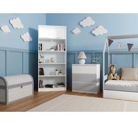 Commode MALMO - Blanc/Bleu - 3 tiroirs - design moderne