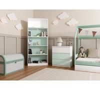 Commode MALMO - Blanc/Menthe - 3 tiroirs - design moderne