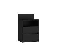 Commode Malwa M1 - Noir - Meuble / Table de nuit moderne avec 2 tiroirs