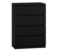 Commode MALWA M4 70 - Noir - 4 tiroirs - Design minimaliste