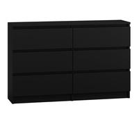 Commode - MALWA - M6 120 - Noir - 6 tiroirs - Moderne - Scandinave