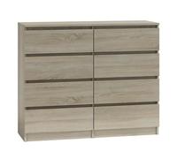 Commode - Malwa M8 120 - Chêne Sonoma - 8 tiroirs - Style scandinave et moderne