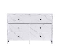 Commode - MARQUE Liberte - Modle 2025 - 6 tiroirs - Marbre - Blanc 120x40x80cm