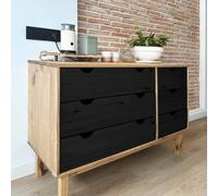 Commode Marron Gris 111x43x73,5 cm Bois Pin Massif Organisateur Salon vidaXL
