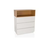 hjh Living Commode MELMO K 80 x 40 x 100 cm 3 tiroirs Blanc/Chêne sans poignées