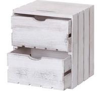Commode HWC-C62 2 tiroirs 36x32x26cm ~ blanc shabby