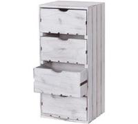 Mendler – Commode HWC-C62 – 4 tiroirs, 70x32x26 cm – Blanc Shabby Multicolore