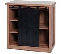 Mendler Commode HWC-K75, Armoire étagère, Porte coulissante 5 Compartiments de Rangement, Aspect Bois métal Industriel 84x80x40cm - Brun