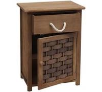 Commode HWC-K83, armoire à tiroirs, bois 55x39,5x28,5cm brun foncé, poly rotin brun foncé