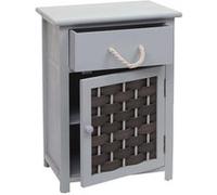 Commode HWC-K83, armoire à tiroirs, bois 55x39,5x28,5cm gris, poly rotin gris foncé