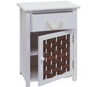 Commode HWC-K83, armoire à tiroirs, bois 55x39,5x28,5cm blanc, poly rotin brun