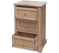Commode HWC-K87, armoire à tiroirs, bois rotin 63x40x28cm couleur naturelle