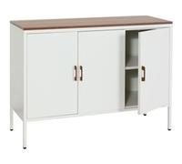 Commode Hwc-L84, Armoire Buffet, 3 Portes Métal 90x120x40cm, Mélaminé Blanc Multicolore