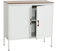 Commode MENDLER HWC-L84, Armoire Buffet, 2 portes métal 90x90x40cm, mélaminé blanc Blanc G
