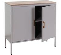 Mendler Commode HWC-L84 – 2 portes métal, 90x90x40 cm, mélaminé gris
