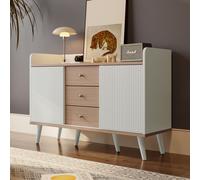 Commode Merax avec 3 tiroirs et 2 portes, Buffet avec étagères réglables, 117,5cm de large, Blanc