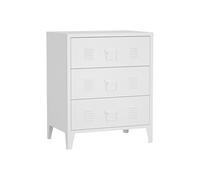 [en.casa] Commode Métallique avec 3 Tiroirs Caisson de Bureau Meuble de Rangement au Style Industriel pour Salon Chambre Atelier Acier 72 x 60 x 40 cm Blanc