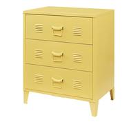 Commode métallique Hämeenlinna avec 3 tiroirs acier 72 x 60 x 40 cm jaune