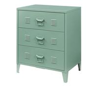 Commode métallique Hämeenlinna avec 3 tiroirs acier 72 x 60 x 40 cm vert mat