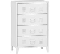 Commode métallique Hämeenlinna avec 4 tiroirs acier 92 x 80 x 40 cm blanc [en.casa] Blanc G