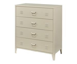 Commode métallique Hämeenlinna avec 4 tiroirs acier 92 x 80 x 40 cm camel
