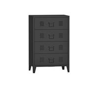 Commode métallique Hämeenlinna avec 4 tiroirs acier 92 x 80 x 40 cm noir [en.casa]