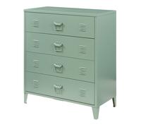 Commode métallique Hämeenlinna avec 4 tiroirs acier 92 x 80 x 40 cm vert mat
