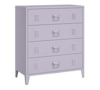 Commode métallique Hämeenlinna avec 4 tiroirs acier 92 x 80 x 40 cm violet