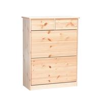 Commode, meuble à chaussure en pin massif naturel avec 2 tiroirs et 2 portes 90.50-188