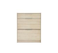 PEGANE Commode Meuble à Chaussures 2 abattants 24 Paires Couleur chêne - Largeur 82,6 x Profondeur 29,4 x Hauteur 100,6 cm