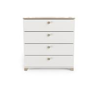 PEGANE Commode Meuble de Rangement 4 tiroirs Couleur chêne/Blanc Mat - Largeur 79,7 x Profondeur 41,9 x Hauteur 85,1 cm