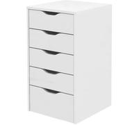 Commode Meuble de rangement 5 tiroirs coloris blanc - Hauteur 71 x Longueur 40 x Profondeur 43 cm