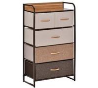 HomCom Commode 5 tiroirs pliables en tissu 58 x 29 x 99 cm Multicolore