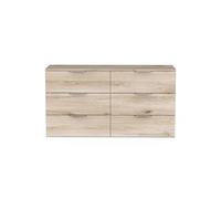 PEGANE Commode Meuble de Rangement 6 tiroirs Couleur chêne - Largeur 151,3 x Profondeur 41,2 x Hauteur 81,1 cm