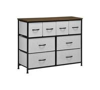 HomCom Commode 8 tiroirs Tissu pliant, structure acier noir 100×30×78 cm Gris