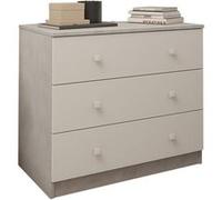 PEGANE Commode, Meuble de Rangement avec 3 tiroirs Coloris Ciment, Blanc - Hauteur 70 x Longueur 80 x Profondeur 48 cm