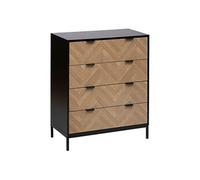 Commode, meuble de rangement avec 4 tiroirs en bois coloris marron, Noir - Longueur 80 x Profondeur 40 x Hauteur 95 cm - PEGANE - G