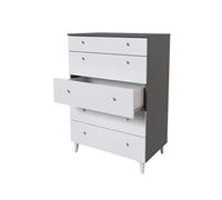 Commode, meuble de rangement avec 5 tiroirs coloris gris, blanc - Hauteur 114 x Longueur 80 x profondeur 48 cm - PEGANE -