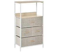 Commode meuble de rangement chiffonnier 4 tiroirs amovibles 1 étagère 58 x 29 x 103 cm gris blanc
