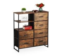 Relaxdays Commode étagère Industrie 6 tiroirs 3 surfaces livres et déco 92x84x32 cm Brun/Noir
