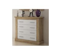 PEGANE Commode, Meuble de Rangement Coloris Chêne Cambrian, Blanc - Longueur 90,8 x Profondeur 39.6 x Hauteur 91,50 cm