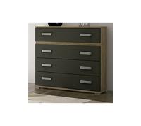 Commode meuble de rangement coloris chene cambrian/graphite - Longueur 89 x Profondeur 39.6 x Hauteur 89.6 cm --