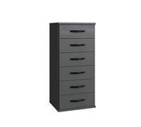 Commode, meuble de rangement coloris Graphite, rechampis noir - Longueur 46 x Hauteur 106 x Profondeur 40 cm