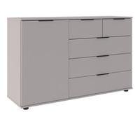 Commode, meuble de rangement coloris Gris, rechampis graphite - Longueur 130 x Hauteur 83 x Profondeur 41cm - PEGANE - Gris