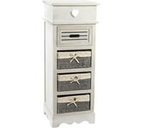 Commode, meuble de rangement en bois coloris beige, gris - longueur 36 x profondeur 31 x hauteur 96,7 cm --
