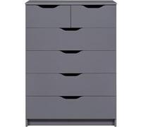 Commode meuble de rangement en bois de 6 tiroirs coloris gris graphite - longueur 81 x profondeur 40 x hauteur 112 cm -PEGANE- gris