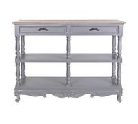 Commode, meuble de rangement en bois de paulownia et MDF coloris gris -Longueur 117 x Profondeur 39 x hauteur 89 cm --